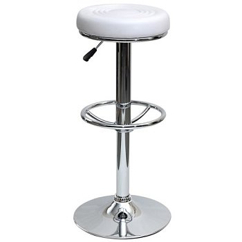 Барный стул на металлическом каркасе с мягким сидением белый (арт 5538) - Фото 2