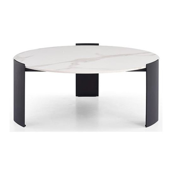 Журнальный столик круглый с керамической столешницей белый (арт 32252) Фото 1