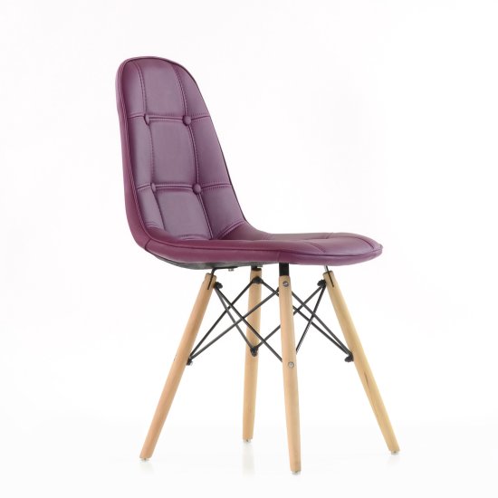 Стул дизайнерский деревянный с мягким сидением сиреневый eames (арт 5267) Фото 2