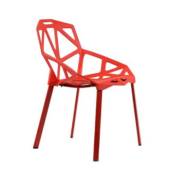 Стул на металлокаркасе красный пластмассовый (арт 6621) - Фото 2