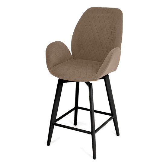 Барный стул на металлокаркасе мягкий велюровый (арт 33593) Фото 4