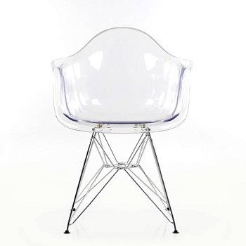 Стул-кресло на металлокаркасе с подлокотниками прозрачный из пластика (арт 2353) - Фото 2