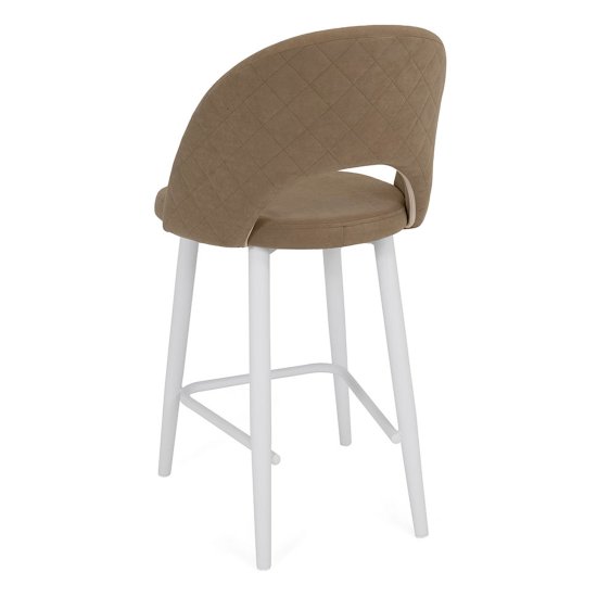 Полубарный стул мягкий слоновая кость из велюра (арт 21894) Фото 5