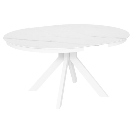 Обеденный стол раскладной круглый керамический белый (арт 35172) Фото 2