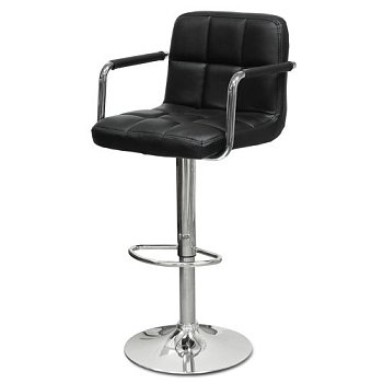 Стул барный мягкий с подлокотниками черный современный (арт 5890) - Фото 2