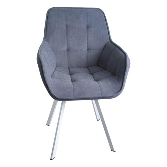 Стул-кресло металлический мягкий с подлокотниками серый (арт 32745) Фото 1