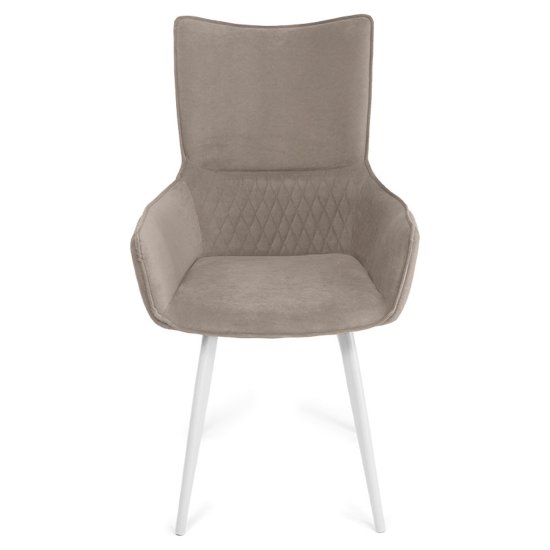 Стул дизайнерский на металлокаркасе с подлокотниками бежевый (арт 35578) Фото 5