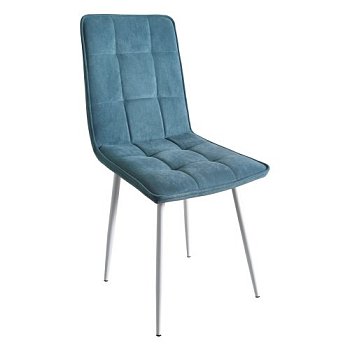 Стул на металлокаркасе с белыми ножками мягкий голубой (арт 29627) - Фото 2