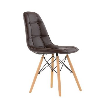 Стул деревянный с мягким сидением коричневый в стиле eames (арт 5260) - Фото 2