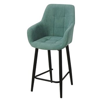 Стул полубарный на металлокаркасе мягкий мятный из велюра (арт 21797) - Фото 2