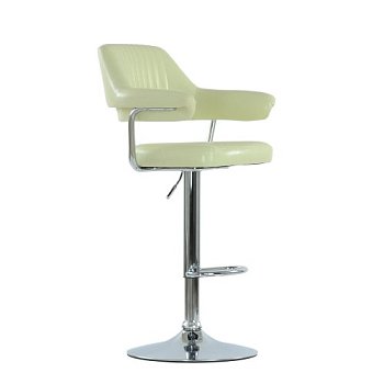 Стул барный ножки хром с мягким сидением с подлокотниками кремовый (арт 5569) - Фото 2