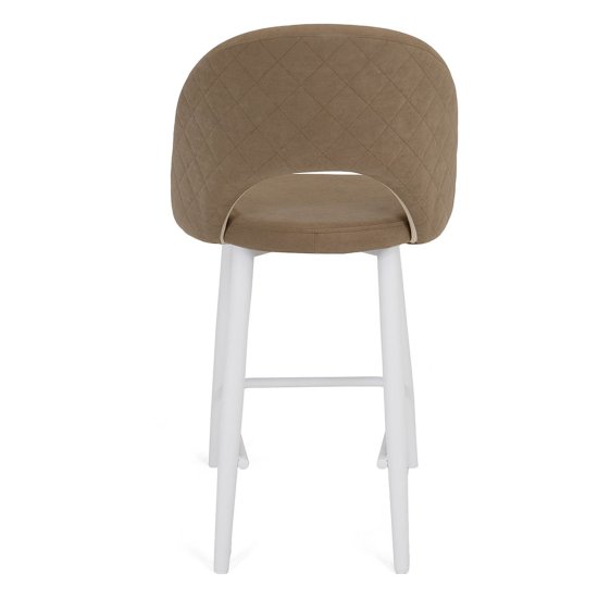 Полубарный стул мягкий слоновая кость из велюра (арт 21894) Фото 4