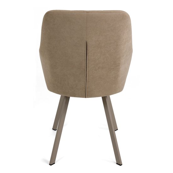 Стул на металлокаркасе мягкий кремовый из велюра (арт 24526) Фото 6