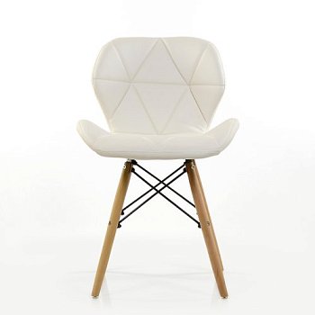 Стул дизайнерский деревянный мягкий белый в стиле eames (арт 5628) - Фото 2