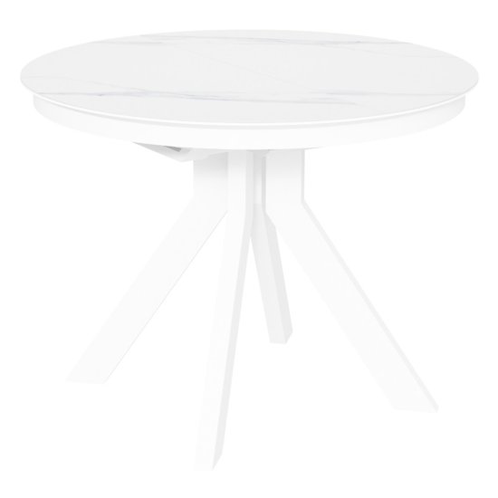 Стол обеденный раскладной круглый керамический белый (арт 33498) Фото 2