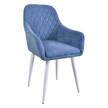 Стул-кресло на металлокаркасе мягкий с подлокотниками синий (арт 29495) - Фото 2