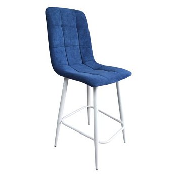 Стул полубарный на каркасе из металла мягкий синий (арт 23923) - Фото 2