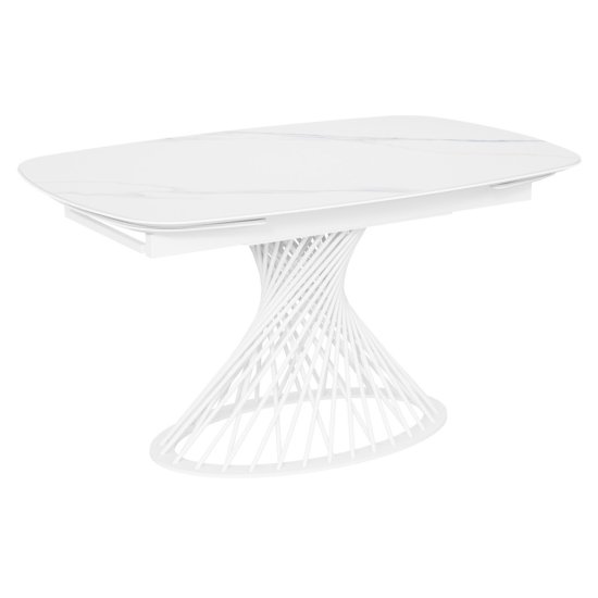 Стол раскладной полуовальный керамический под мрамор (арт 35191) Фото 1