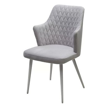 Стул для кухни на металлическом каркасе мягкий серый из велюра (арт 33470) - Фото 2