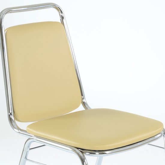 Стул хромированный мягкий бежевый из экокожи (арт 29135) Фото 4