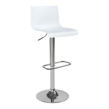 Барный стул на металлокаркасе белый из пластика (арт 11302) - Фото 2