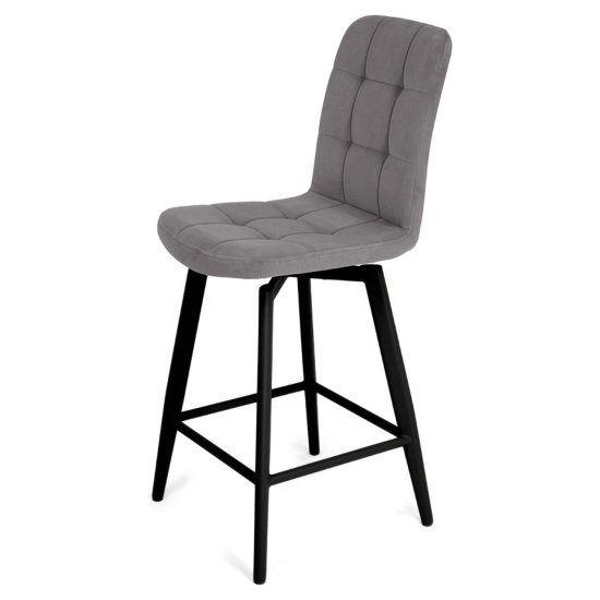 Стул полубарный серый велюровый современный (арт 35366) Фото 2