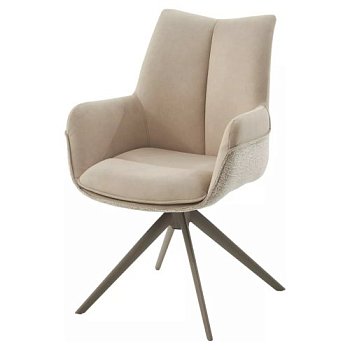 Стул-кресло с мягким сидением с подлокотниками бежевый (арт 35515) - Фото 2