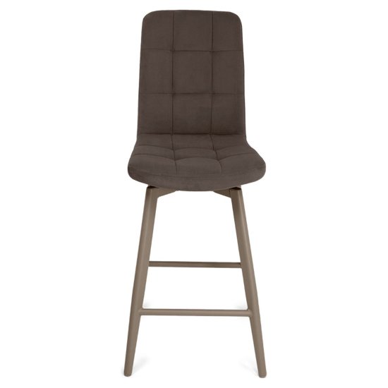 Стул полубарный бежевый из велюра (арт 35359) Фото 5