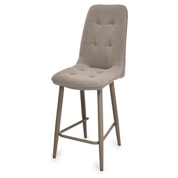 Барный стул мягкий слоновая кость из велюра (арт 20867) - Фото 2