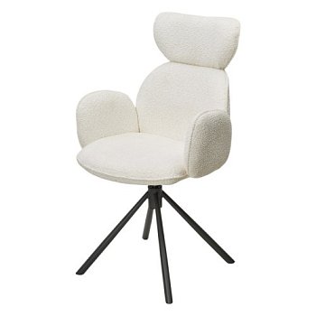 Стул-кресло на металлокаркасе мягкий с подлокотниками белый (арт 35005) - Фото 2