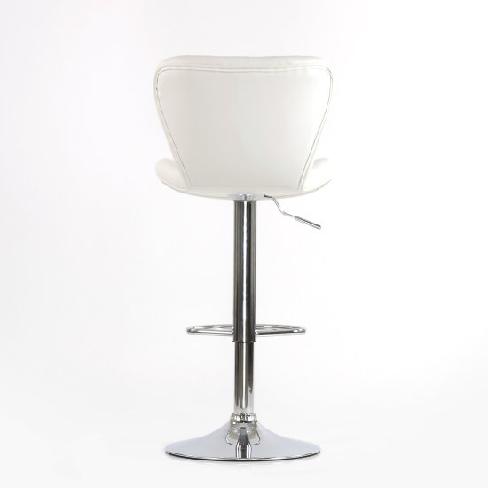 Стул барный высокий металлический ножки хром с мягким сидением белый (арт 5458) Фото 4