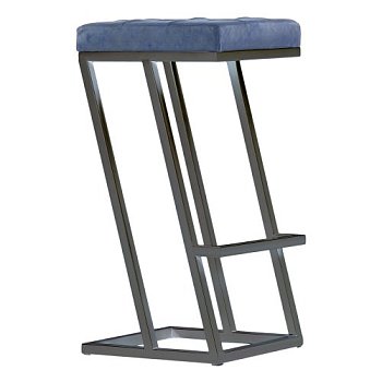 Табурет дизайнерский мягкий синий в стиле лофт (арт 11471) - Фото 2