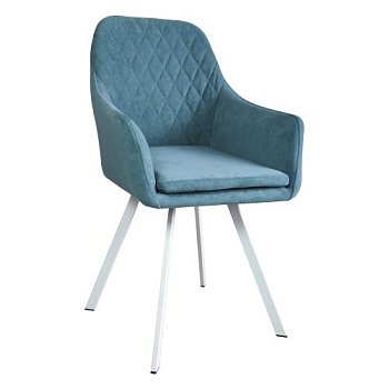 Стул-кресло с белыми ножками с подлокотниками голубой (арт 29526) - Фото 2