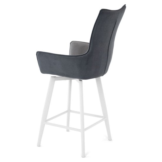 Стул мягкий с подлокотниками серый из велюра (арт 35577) Фото 3