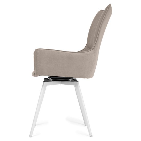 Стул мягкий с подлокотниками бежевый из велюра (арт 35581) Фото 2