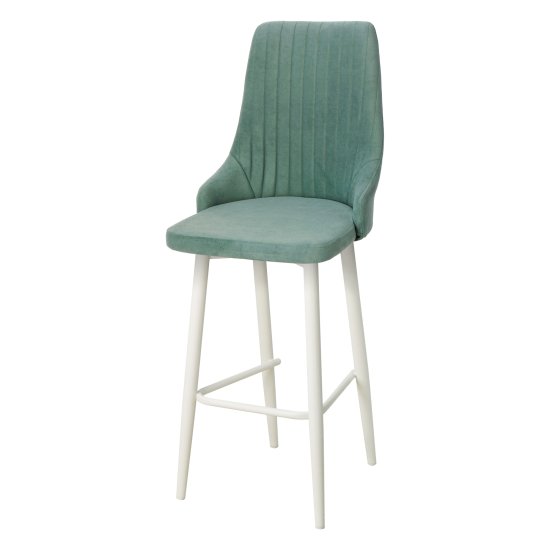 Стул барный высокий мятный из велюра (арт 32794) Фото 1