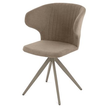 Стул на металлокаркасе с мягким сидением кремовый из велюра (арт 35592) - Фото 2