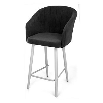 Стул барный мягкий коричневый с обивкой из велюра современный (арт 28020) - Фото 2
