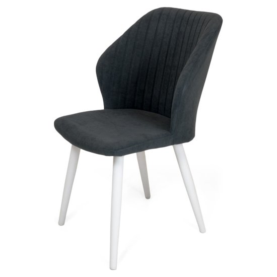 Стул на металлокаркасе мягкий серый из велюра (арт 25957) Фото 2