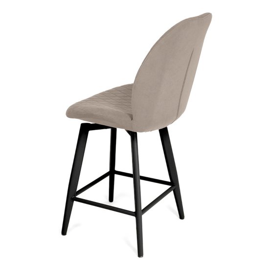 Стул полубарный металлический кремовый из велюра (арт 33552) Фото 2