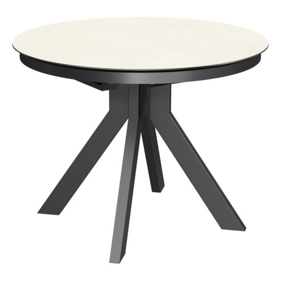 Стол раскладной круглый керамический бежевый (арт 33497) Фото 1