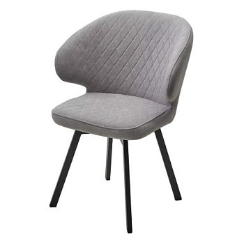 Стул с черными ножками мягкий серый велюровый (арт 33655) - Фото 2