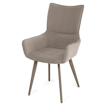 Стул для кухни мягкий с подлокотниками слоновая кость (арт 35579) - Фото 2