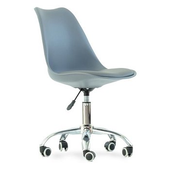 Стул дизайнерский с ножками хром мягкий серый (арт 14993) - Фото 2