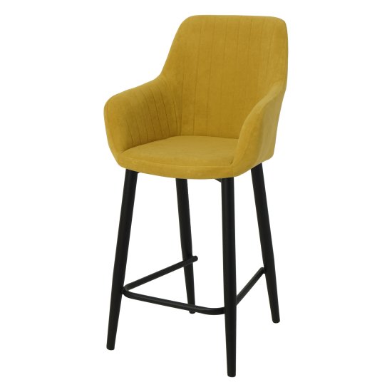 Полубарный стул с подлокотниками желтый из велюра (арт 20177) Фото 1