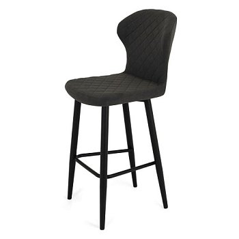 Барный стул ножки черные мягкий коричневый из велюра (арт 19750) - Фото 2