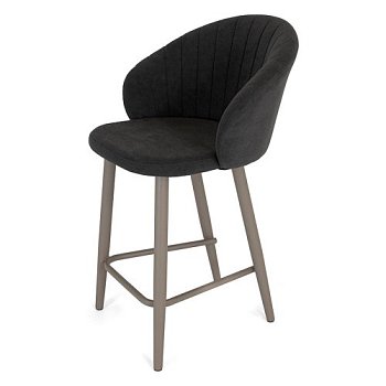 Стул полубарный с мягким сидением коричневый велюровый (арт 29085) - Фото 2