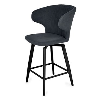 Барный стул с металлическими ножками серый из велюра (арт 28150) - Фото 2
