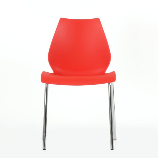 Стул кухонный металлический ножки хром красный пластиковый (арт 6632) Фото 2