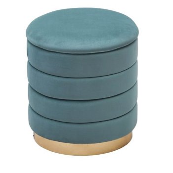 Пуфик с мягким сидением голубой из велюра современный (арт 33945) - Фото 2
